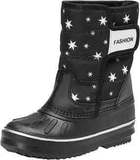 2024 Winter Fashion Snow Boots for Kids Star Print Waterroof Cozy Warm Outdoor Faux  Lined Insulated Shoes