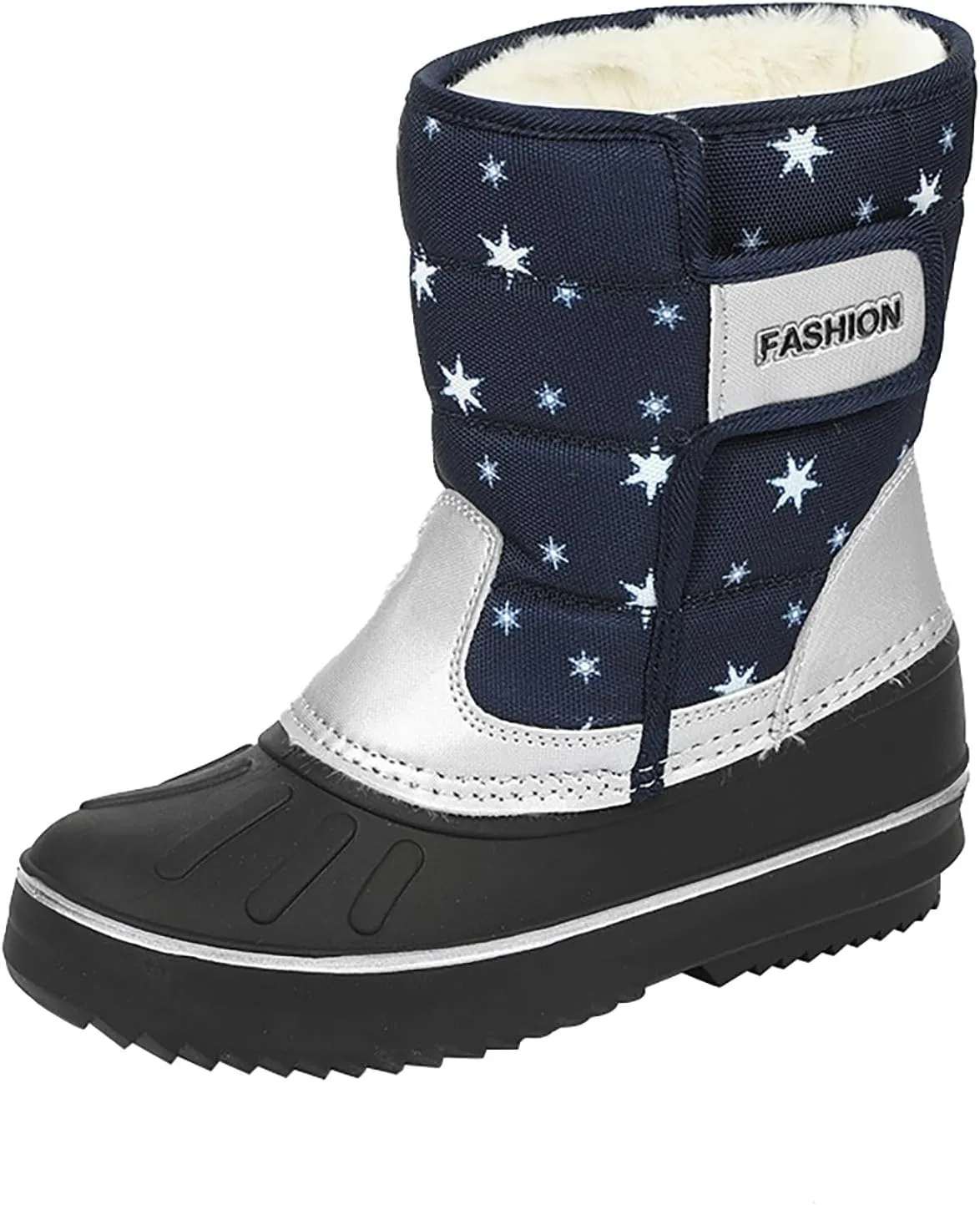 2024 Winter Fashion Snow Boots for Kids Star Print Waterroof Cozy Warm Outdoor Faux  Lined Insulated Shoes