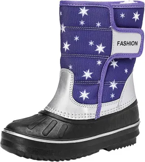 2024 Winter Fashion Snow Boots for Kids Star Print Waterroof Cozy Warm Outdoor Faux  Lined Insulated Shoes