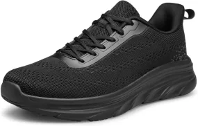 AFB Men's Walking Shoes Slip On Running Shoes Non Slip Lightweight Lace-Ups Mesh Gym Tennis Sneakers Black Size 13