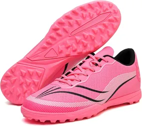 AMZ BSHIDA Indoor Soccer Shoes Mens Turf Soccer Cleats Football Shoes (Lowtop Pink TF, 9)