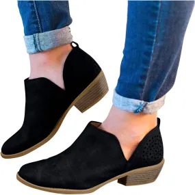 Ankle Boots for Women Low Heel Platform Ankle Boots Western Cowboy Boots Pointed Toe Fashion Retro Classic Ankle Booties