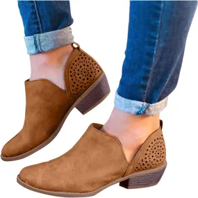 Ankle Boots for Women Platform Ankle Boots Western Cowboy Boots Pointed Toe Fashion Retro Classic Low Heel Ankle Booties