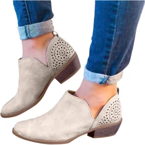 Ankle Boots for Women Platform Ankle Boots Western Cowboy Boots Pointed Toe Fashion Retro Classic Low Heel Ankle Booties