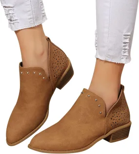 Ankle Boots for Women Platform Boots Western Cowboy Boots Pointed Toe Fashion Retro Classic Low Heel Ankle Booties