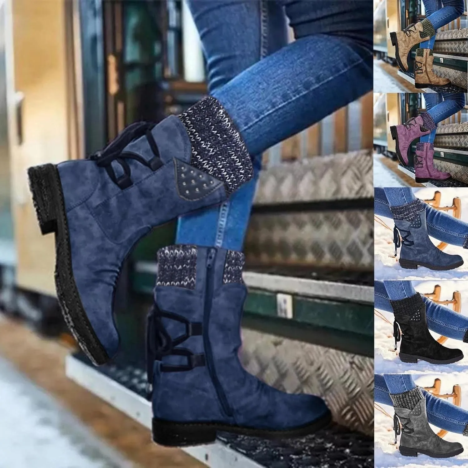 Ankle Boots for Women Winter Hiking Boots Keep Warm Anti-Slip Soft Sole Warm Fur Lined Winter Ankle Booties