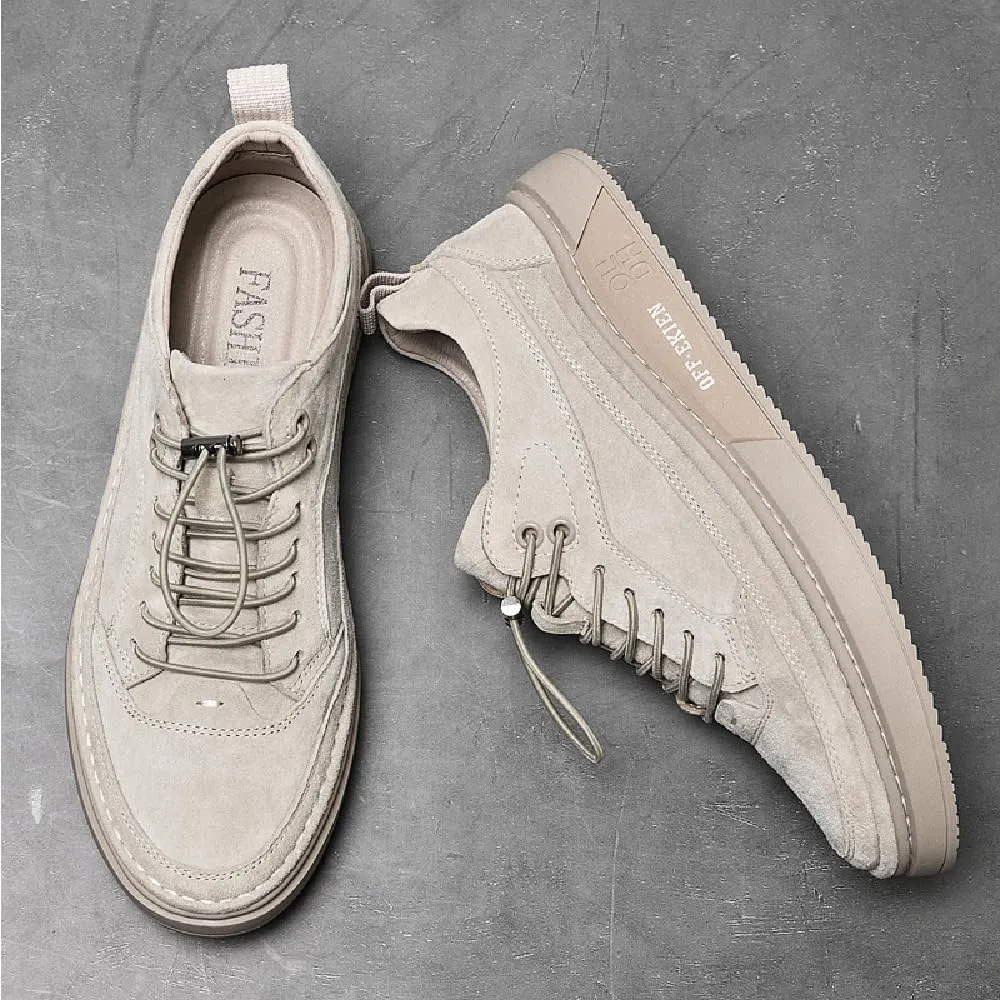 Asifn Mens Casual Sneakers Leather Soft Walking Non-Slip Breathable Driving Lightweight Board Shoes