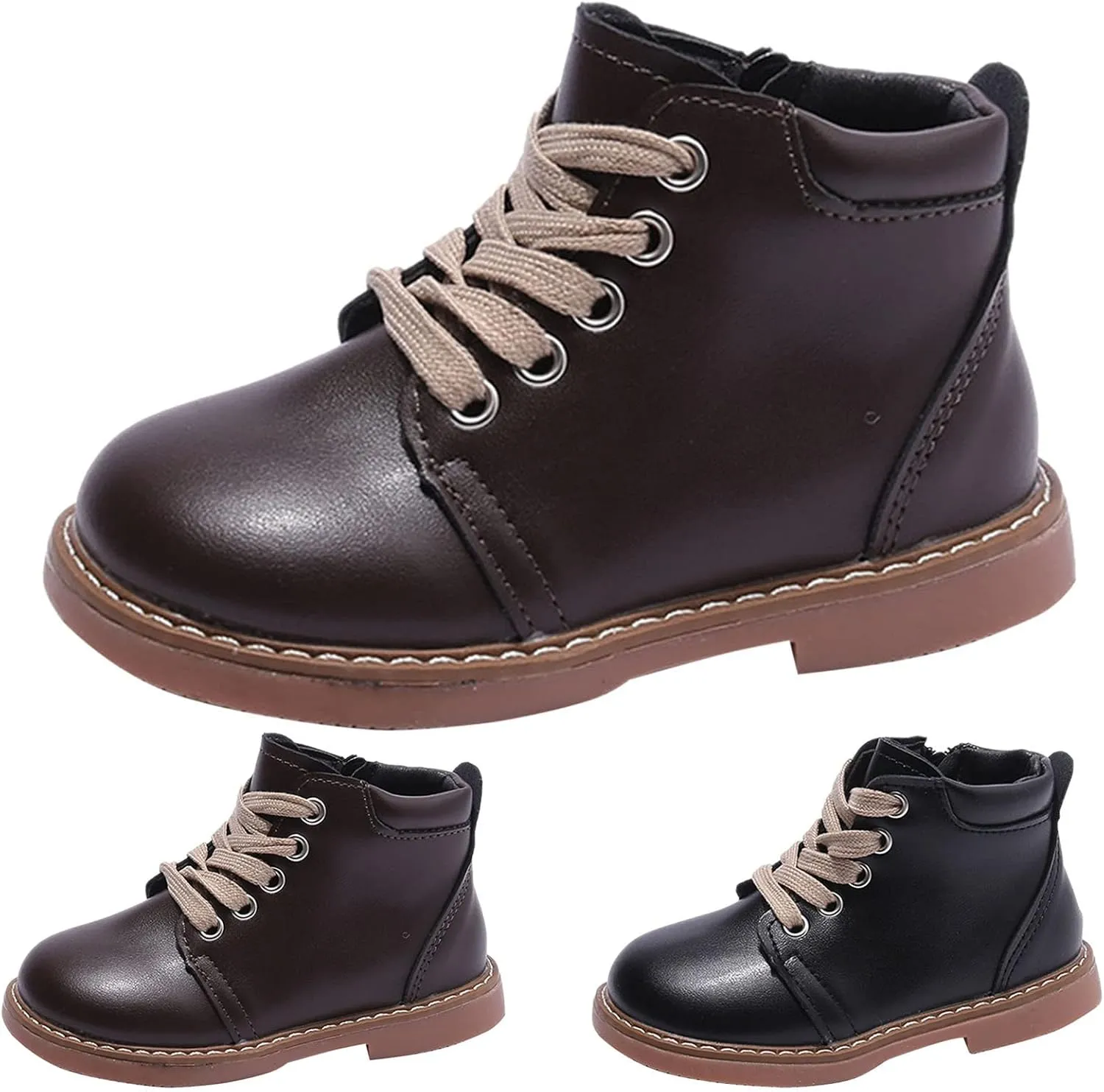 Autumn And Winter Children Boots Boys And Girls Ankle Boots Non Slip Lace Up Side Zipper High Top Chukka Boots
