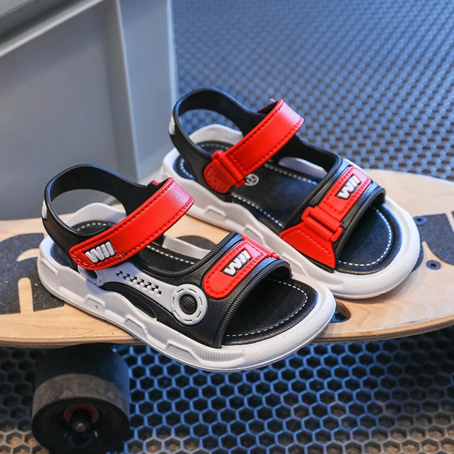 Baby Boy Sandals Summer Boys Sandals Baby Shoes Kids Flat Child Beach Shoes Sports Soft Non Slip Casual Toddler Sandals (Red, 7 Infant)