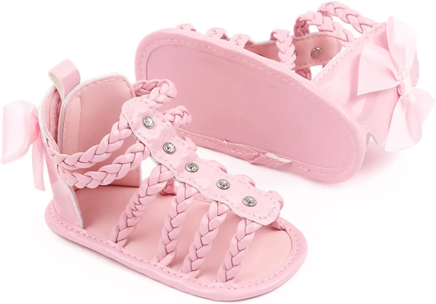 Baby Girls Ankle Gldiator ink Sandals Flat Foam Soft Open Toe Summer Wide Shoes Kids Slip On Dress Shoes
