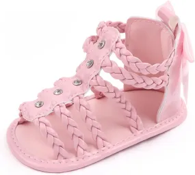 Baby Girls Ankle Gldiator ink Sandals Flat Foam Soft Open Toe Summer Wide Shoes Kids Slip On Dress Shoes