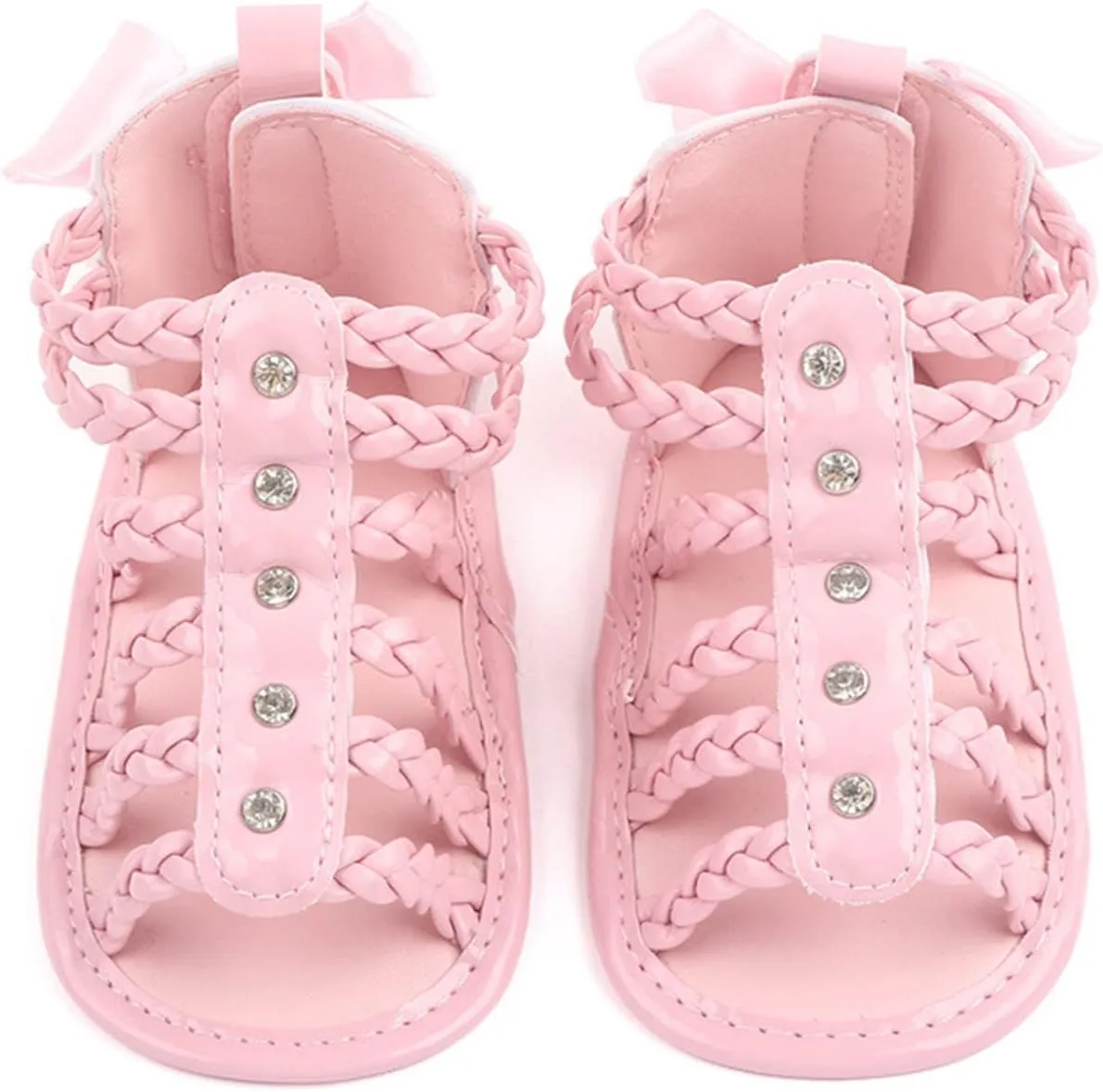 Baby Girls Ankle Gldiator ink Sandals Flat Foam Soft Open Toe Summer Wide Shoes Kids Slip On Dress Shoes
