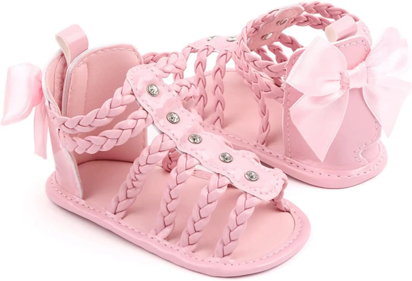 Baby Girls Ankle Gldiator ink Sandals Flat Foam Soft Open Toe Summer Wide Shoes Kids Slip On Dress Shoes