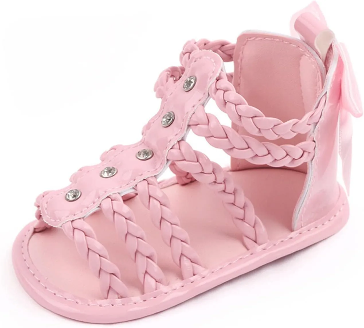 Baby Girls Ankle Gldiator ink Sandals Flat Foam Soft Open Toe Summer Wide Shoes Kids Slip On Dress Shoes