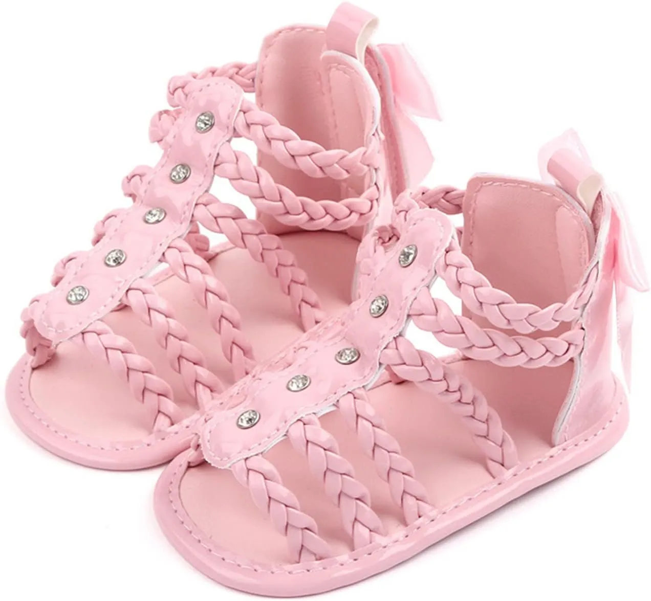 Baby Girls Ankle Gldiator ink Sandals Flat Foam Soft Open Toe Summer Wide Shoes Kids Slip On Dress Shoes