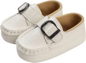 Baby Girls Boys Loafers Prewalker Dress Shoes 𝗢xford PU Leather Soft Sole Anti-Slip Slip On Sneakers for Infant