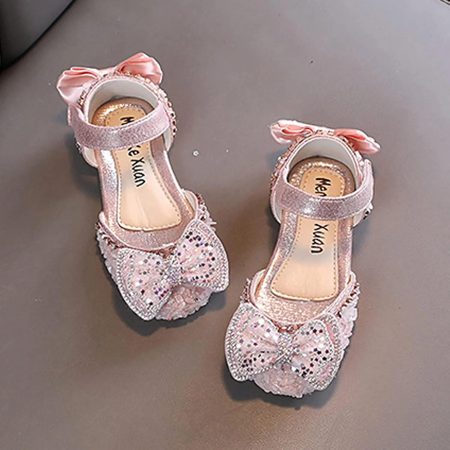 Baby Girls Dress Shoes Bow Pearl Pu Leather Ankle Princess Sandals Kids Dance Ballet Non Slip Light Breathable Shoes