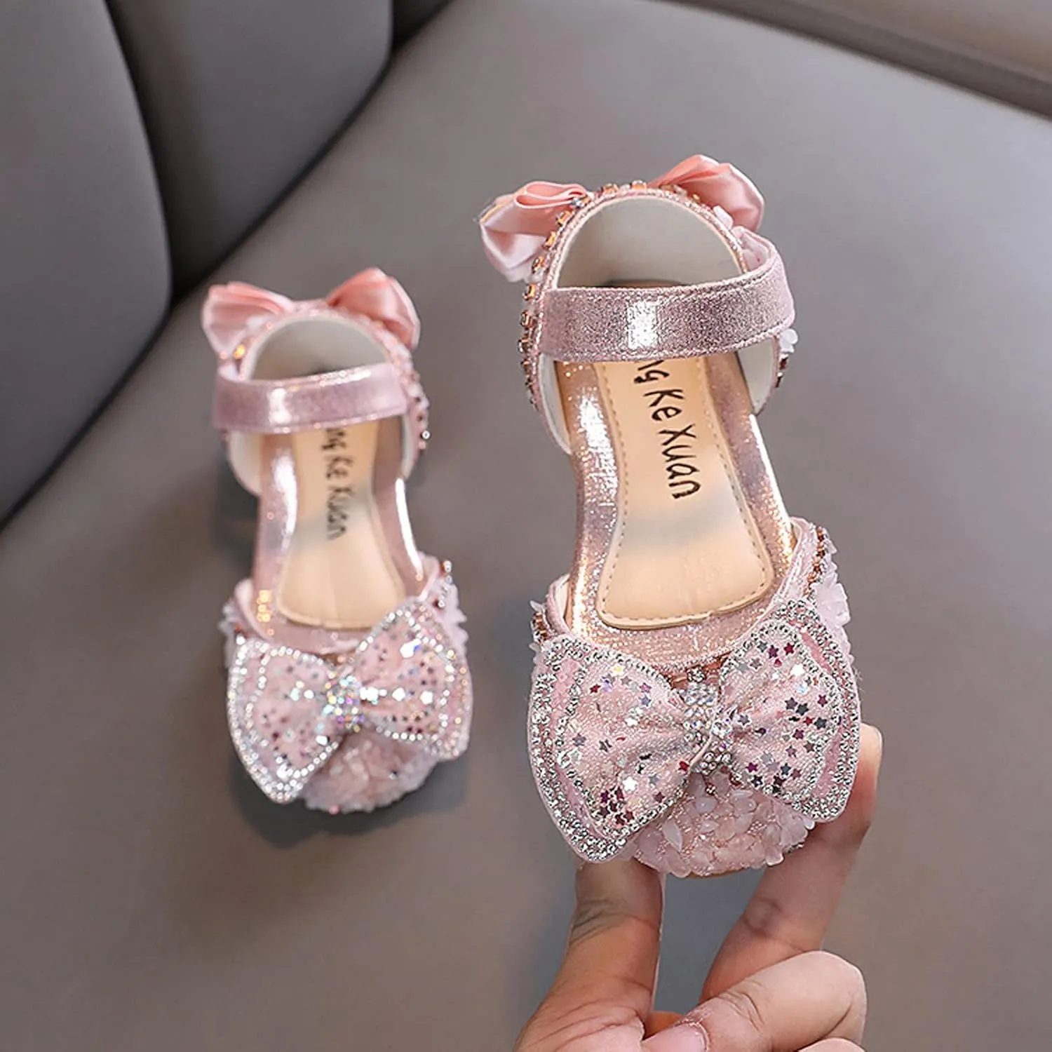 Baby Girls Dress Shoes Bow Pearl Pu Leather Ankle Princess Sandals Kids Dance Ballet Non Slip Light Breathable Shoes