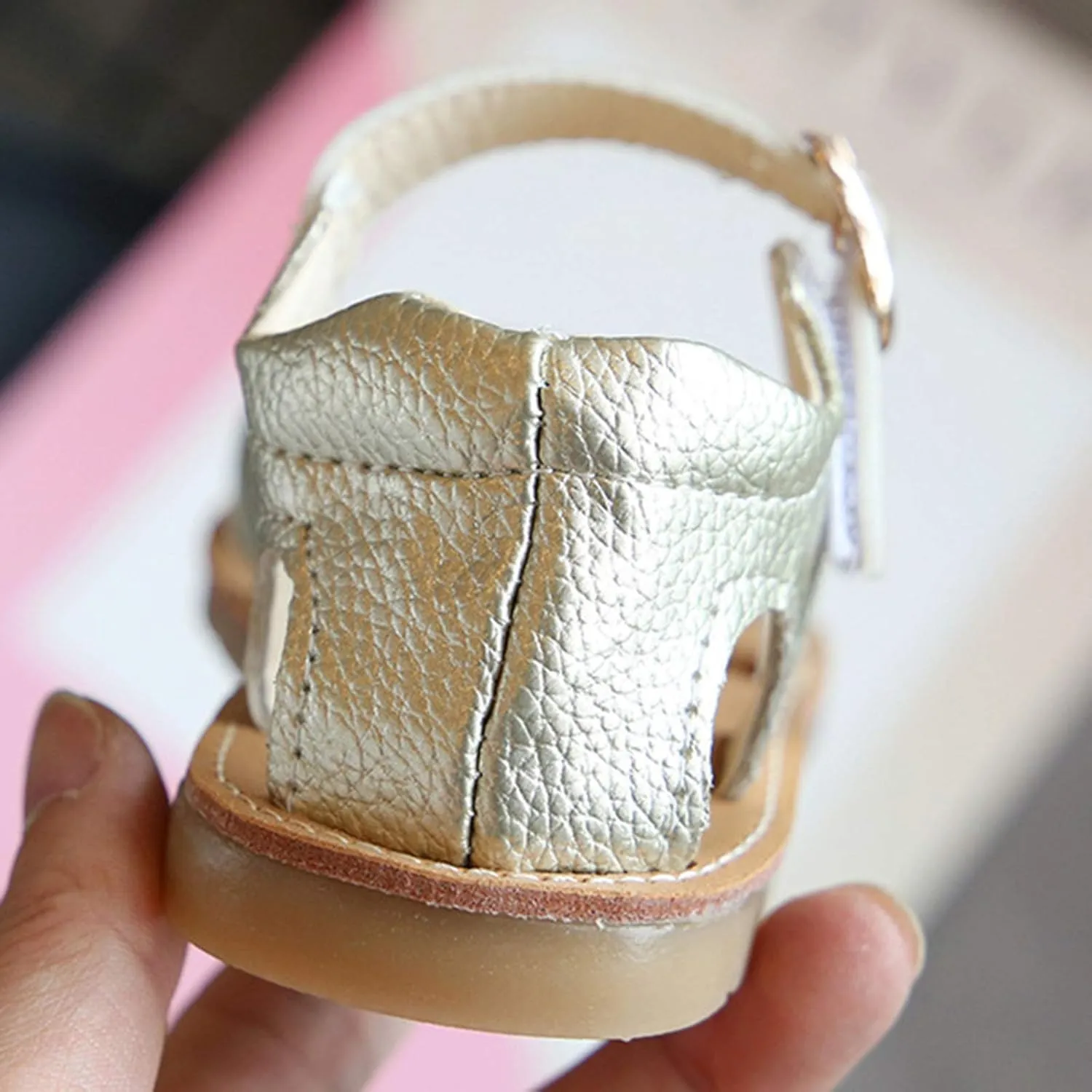 Baby Girls Leather Padded X-Strap Sandals Flat Soft Wide Shoes Toddler Kids Ankle Buckle P𝐞ep Toe Summer Sandals Comfy