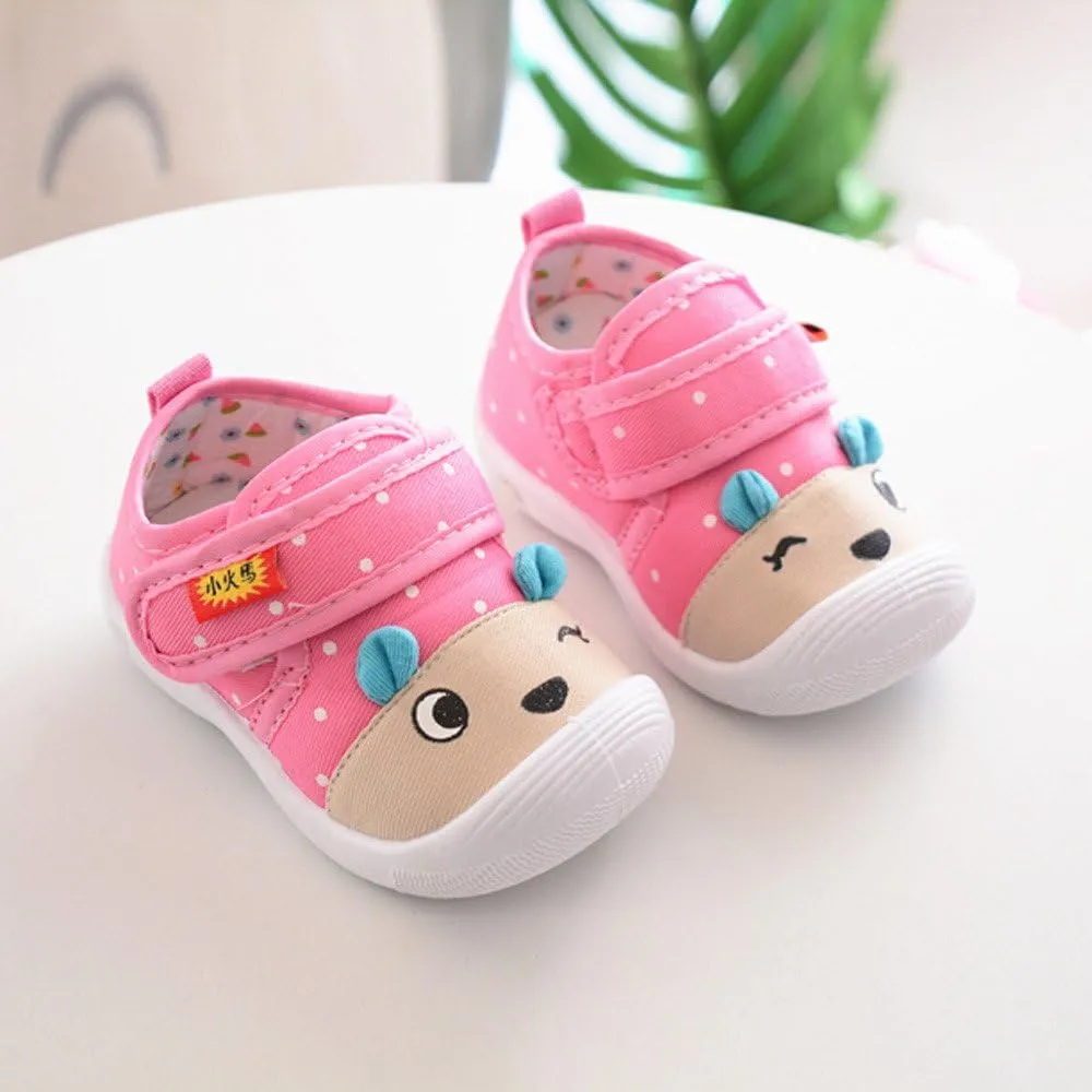 Baby Infant Canvas Sneakers Ankle Squeaky First Walking Strap Sport Shoes Toddler Newborn Non Slip Lightweight Shoes