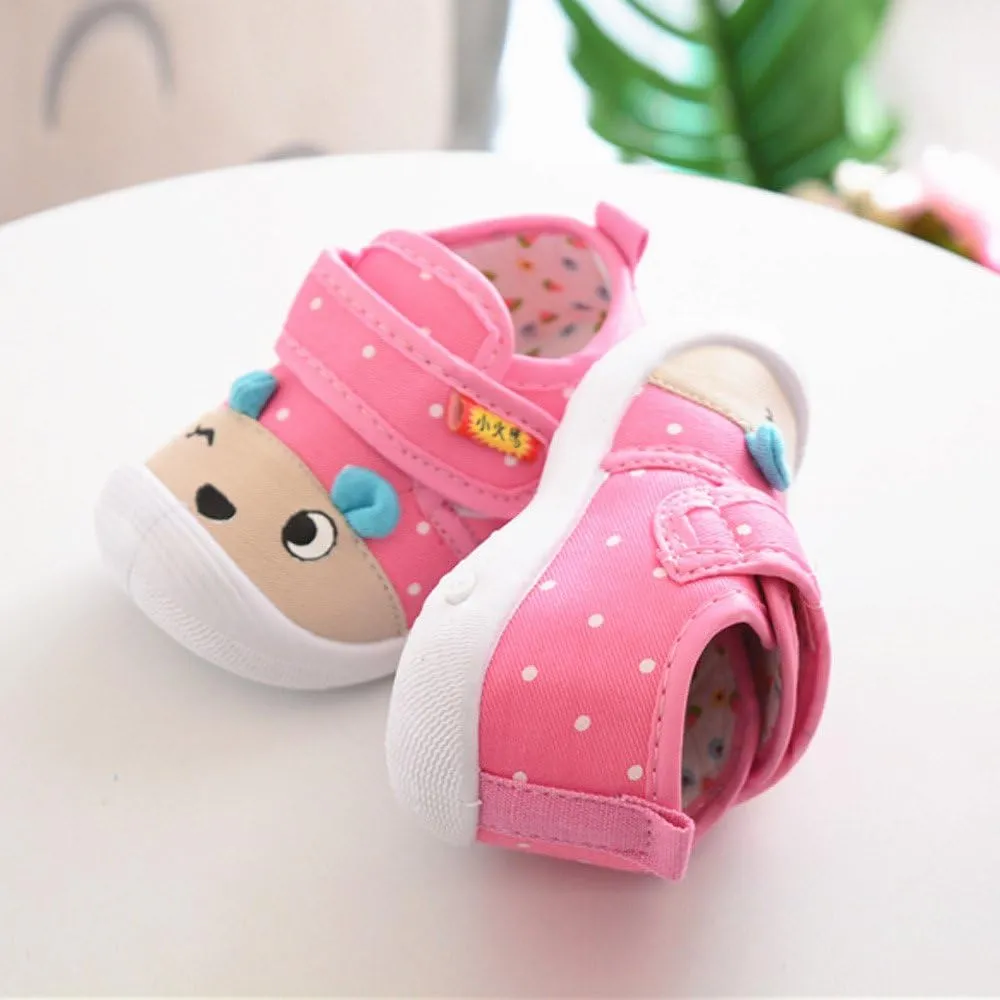 Baby Infant Canvas Sneakers Ankle Squeaky First Walking Strap Sport Shoes Toddler Newborn Non Slip Lightweight Shoes