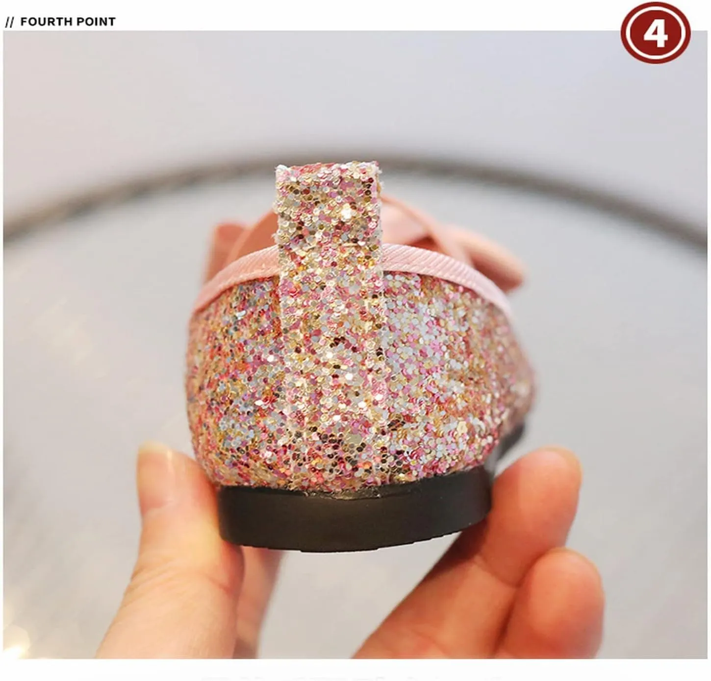 Baby Princess Shoes Kids Sparkling Bowkont Shoes with Sequins Children Butterfly Dance Shoes with Adjustic Hook for Party