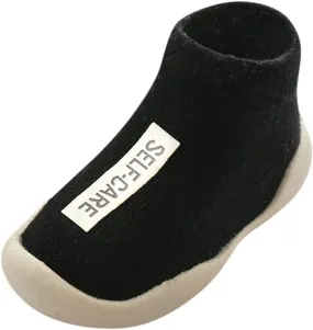 Baby Sock Shoes,1-5 Years Kids Toddler Boys Girls Solid Sock Shoes Letter Anti-Slip Knitted Warm First Walkers Shoes