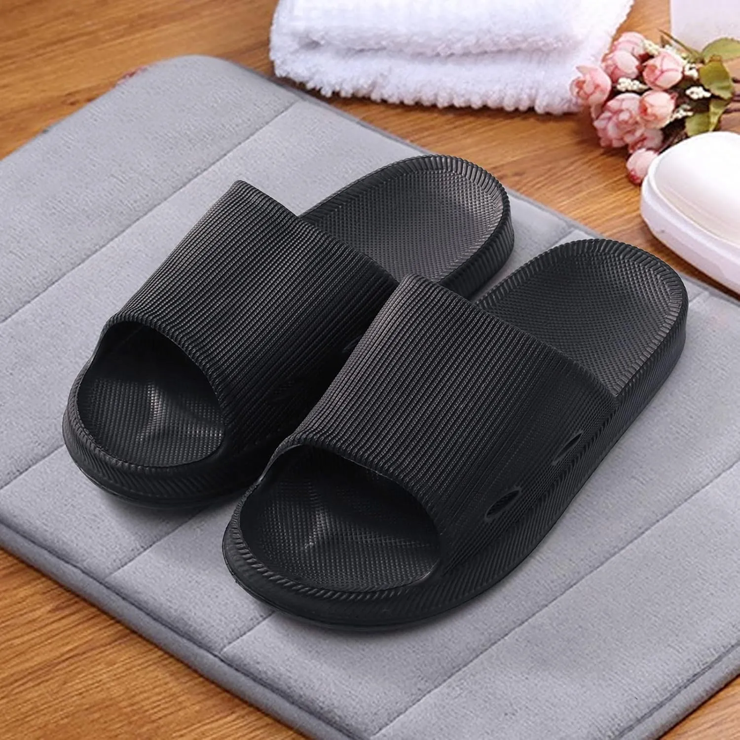 Bathroom Slippers Women and Men Non Slip Slides Shower Shoes for Living Room Pool Beach Spa Public Showers