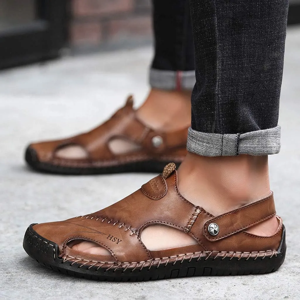 Beach Sandals Summer Shoes Outdoor Breathable Leather Casual Men's Sandals for Men Slippers