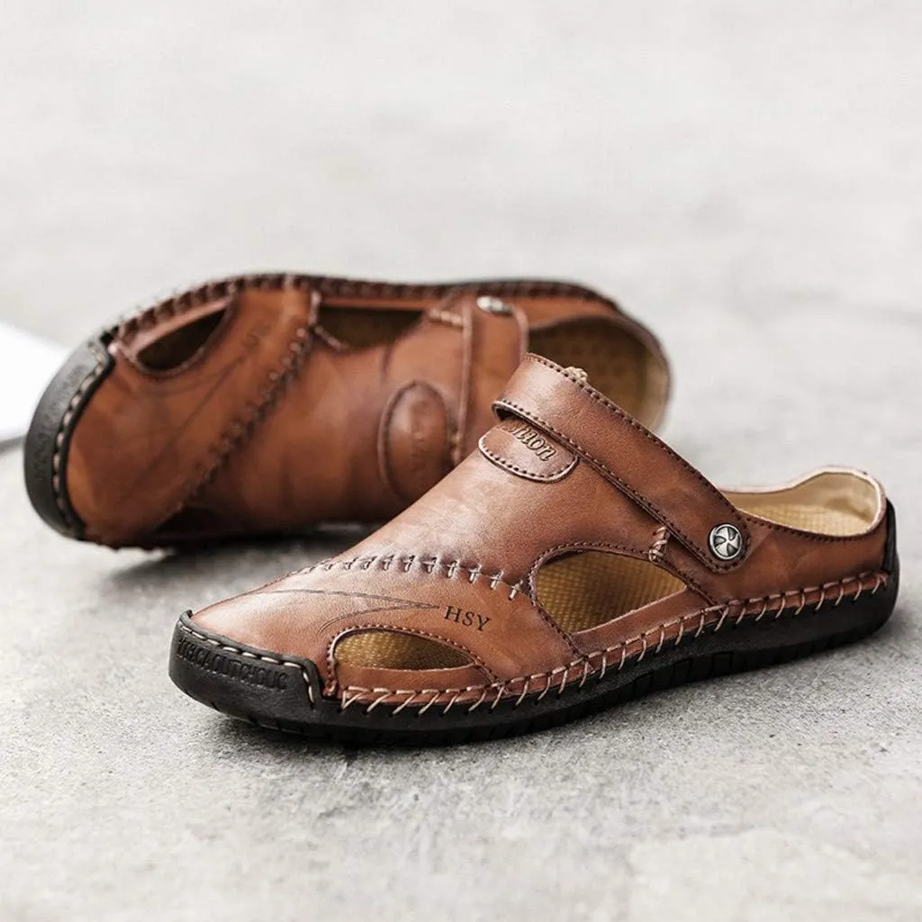 Beach Sandals Summer Shoes Outdoor Breathable Leather Casual Men's Sandals for Men Slippers