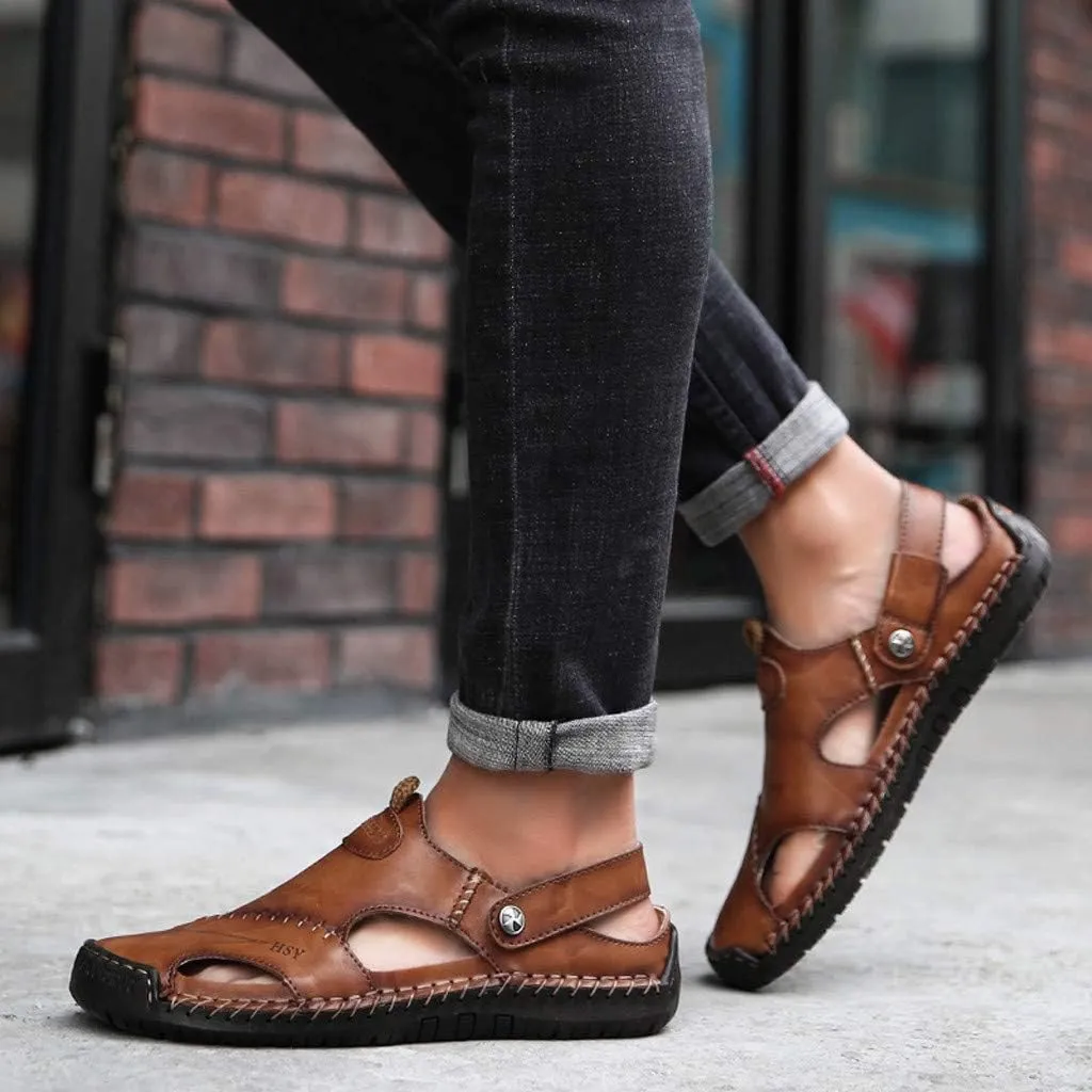 Beach Sandals Summer Shoes Outdoor Breathable Leather Casual Men's Sandals for Men Slippers