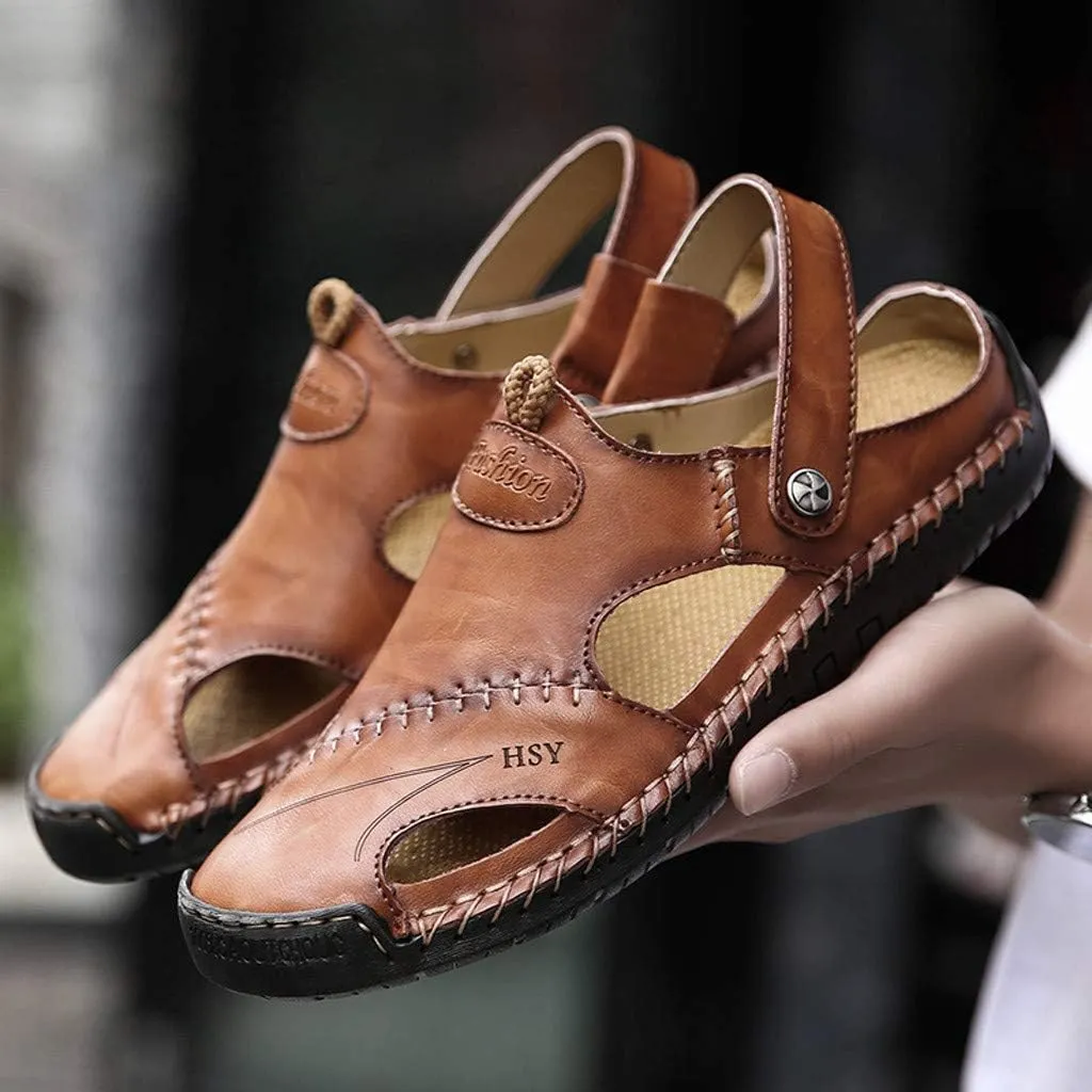 Beach Sandals Summer Shoes Outdoor Breathable Leather Casual Men's Sandals for Men Slippers