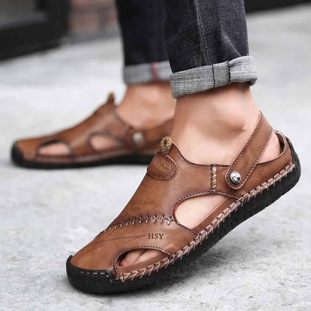 Beach Sandals Summer Shoes Outdoor Breathable Leather Casual Men's Sandals for Men Slippers