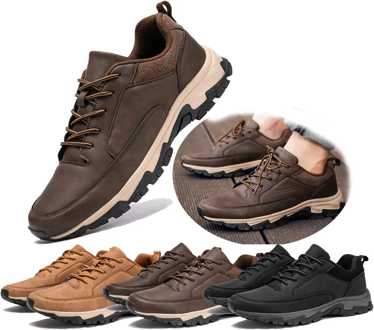Bestofoot Mens Shoes,Bestofoot Orthopedic Mens Sneakers, Men's Comfortable Genuine Leather Sneakers,Waterproof Shock Absorption, with Arch Support