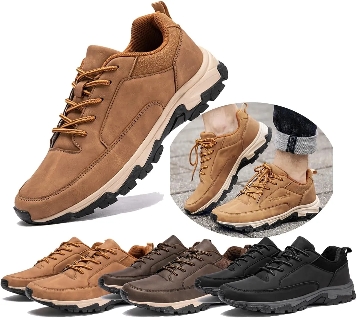 Bestofoot Mens Shoes,Bestofoot Orthopedic Mens Sneakers, Men's Comfortable Genuine Leather Sneakers,Waterproof Shock Absorption, with Arch Support