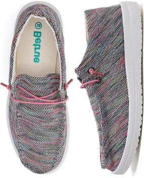 Betrue Lightweight Boat Shoes for Women, Womens Casual Loafers, Womens Slip On Deck Shoes, Breathable Canvas Walking Shoes for Women