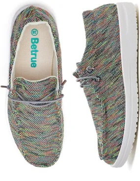 Betrue Lightweight Boat Shoes for Women, Womens Casual Loafers, Womens Slip On Deck Shoes, Breathable Canvas Walking Shoes for Women