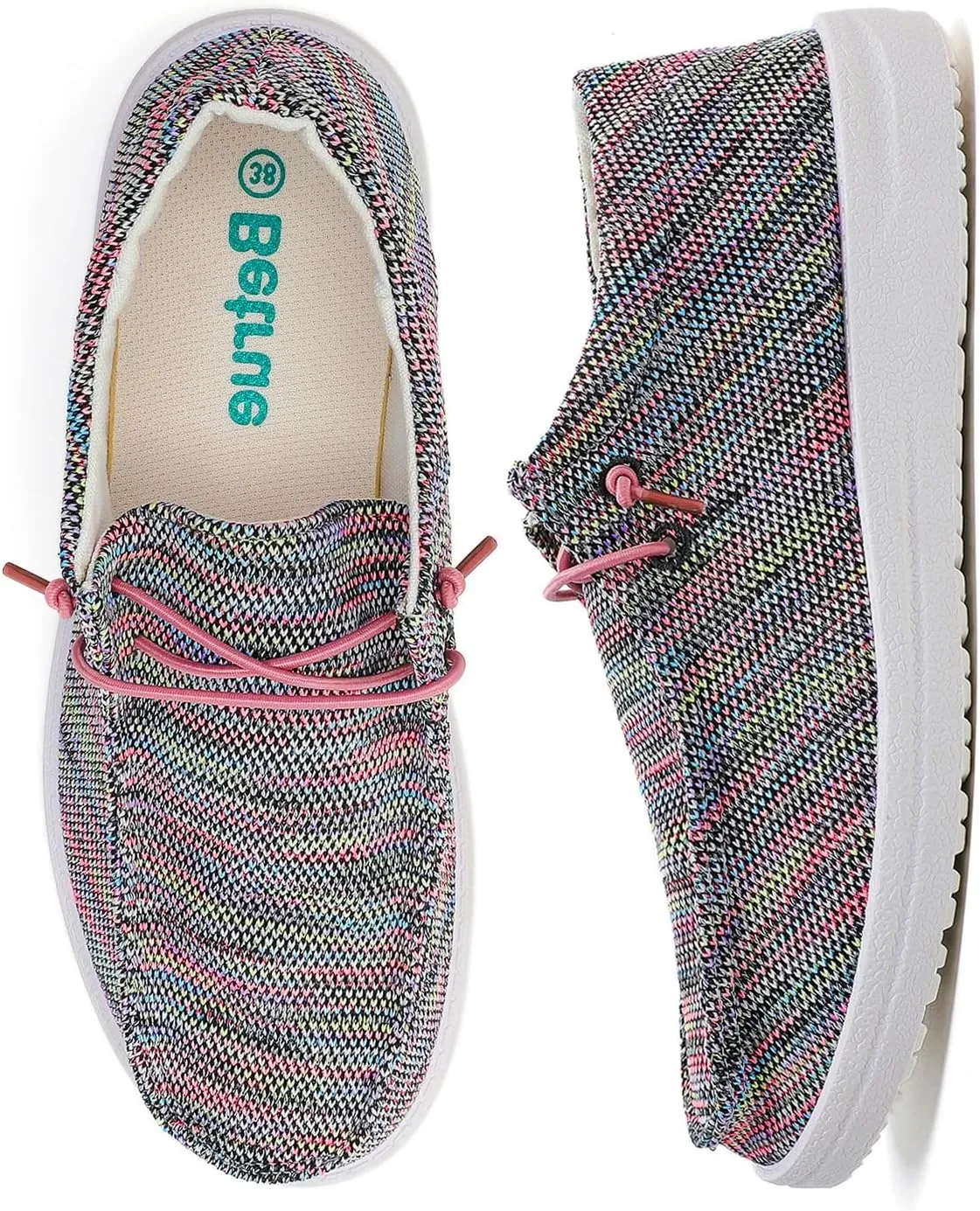 Betrue Lightweight Boat Shoes for Women, Womens Casual Loafers, Womens Slip On Deck Shoes, Breathable Canvas Walking Shoes for Women