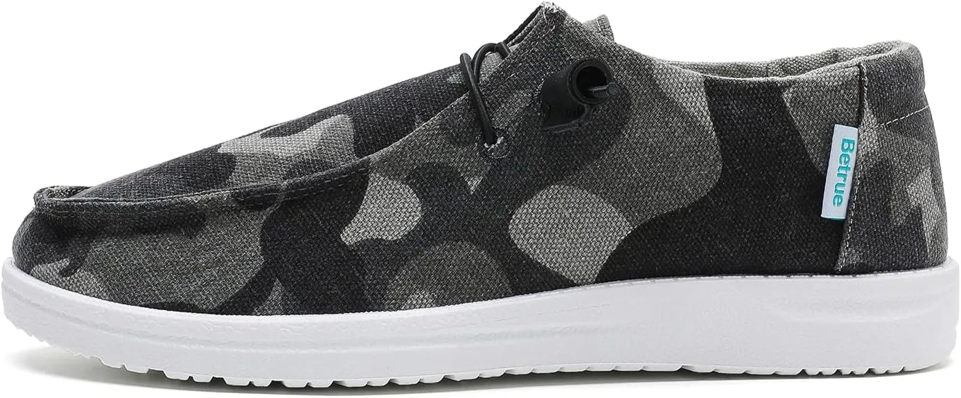 Betrue Lightweight Boat Shoes for Women, Womens Casual Loafers, Womens Slip On Deck Shoes, Breathable Canvas Walking Shoes for Women