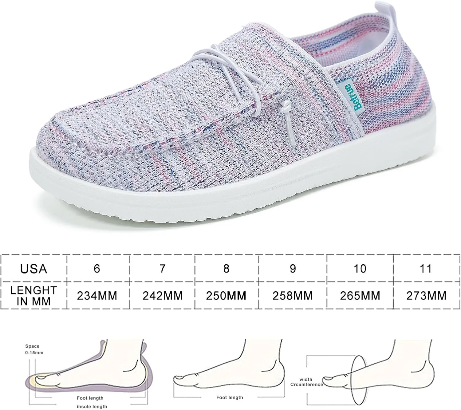 Betrue Lightweight Boat Shoes for Women, Womens Casual Loafers, Womens Slip On Deck Shoes, Breathable Canvas Walking Shoes for Women