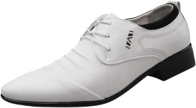 Black Dress Shoes for Men Loafers Shoes Suit Shoe Casual Shoes Male Wedding Lace Leather Men Comfortable Business Men's Leather Shoes Brown Dress Shoes Outfit (White, 40)