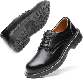 Black Oxford Shoes for Women Women's Oxfords Leather Flats Lace-Up Loafers Business Casual Work Office Uniform Dressy Server Shoes for Ladies Womens
