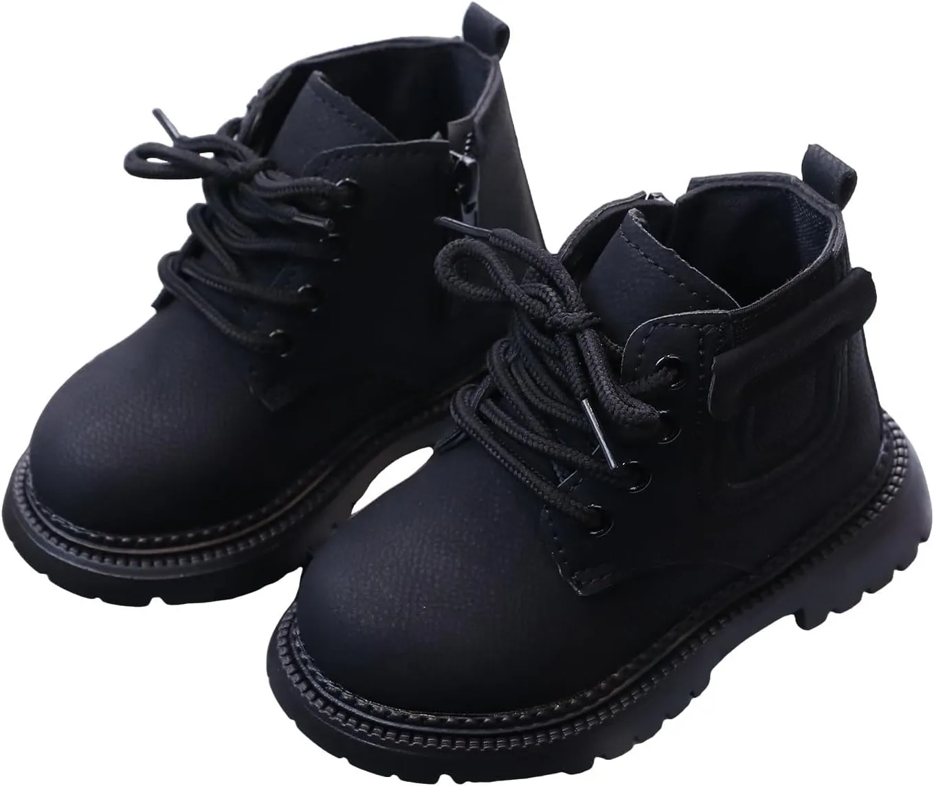 Boots for Girls Fashion Leather Hiking Snow Boots Little Kid High Top Dress Shoes Lace Up Non-Slip Texture Sole Boot