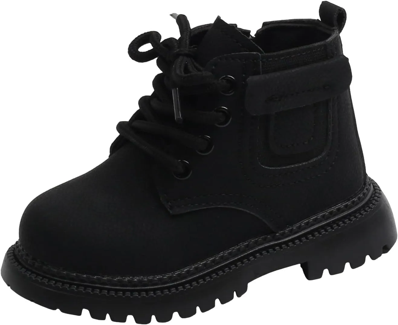 Boots for Girls Fashion Leather Hiking Snow Boots Little Kid High Top Dress Shoes Lace Up Non-Slip Texture Sole Boot