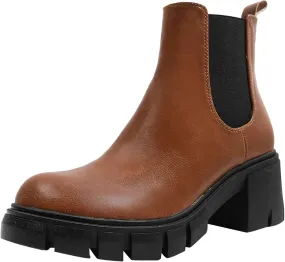 Boots for Girls Girls Ankle Boots Kids Comfortable Slip On Chelsea Booties Small Booties with Round Toes and Thick Heels
