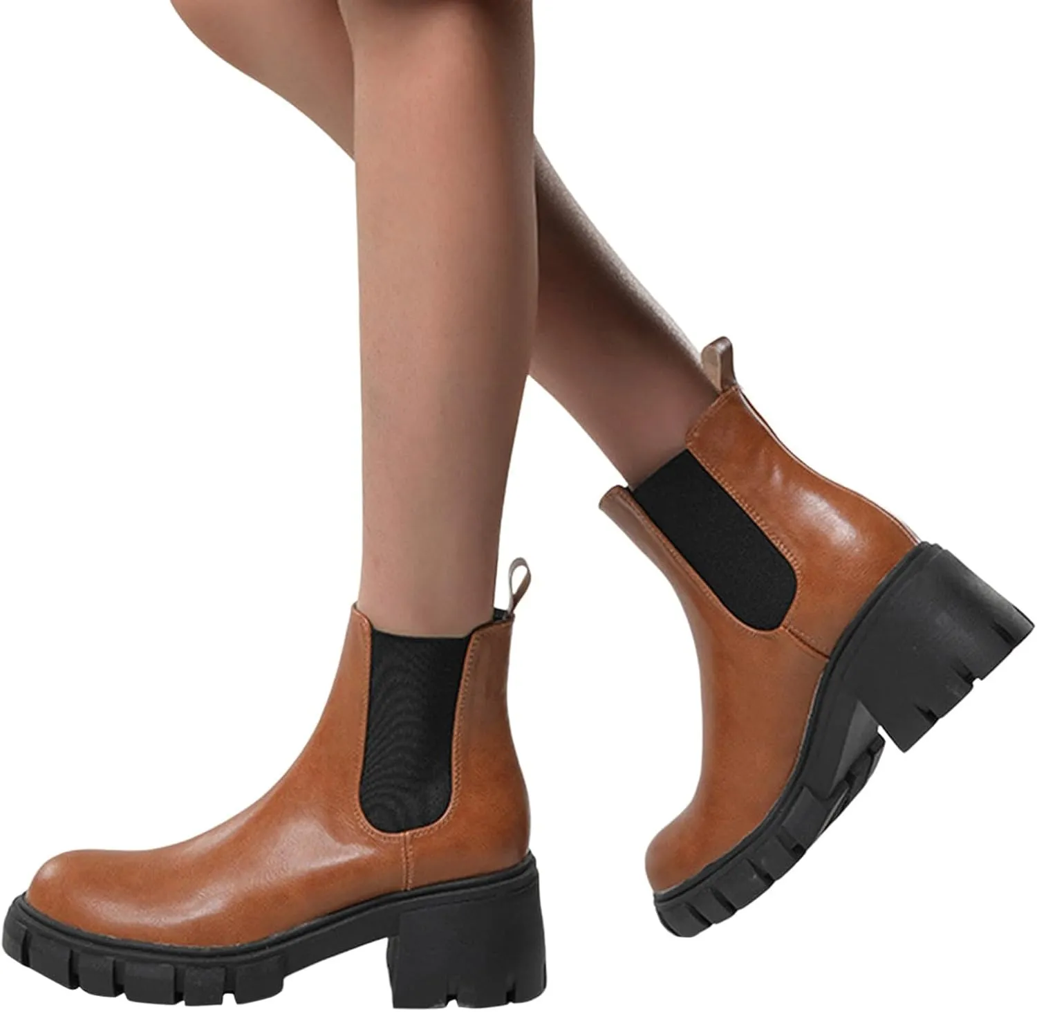 Boots for Girls Girls Ankle Boots Kids Comfortable Slip On Chelsea Booties Small Booties with Round Toes and Thick Heels