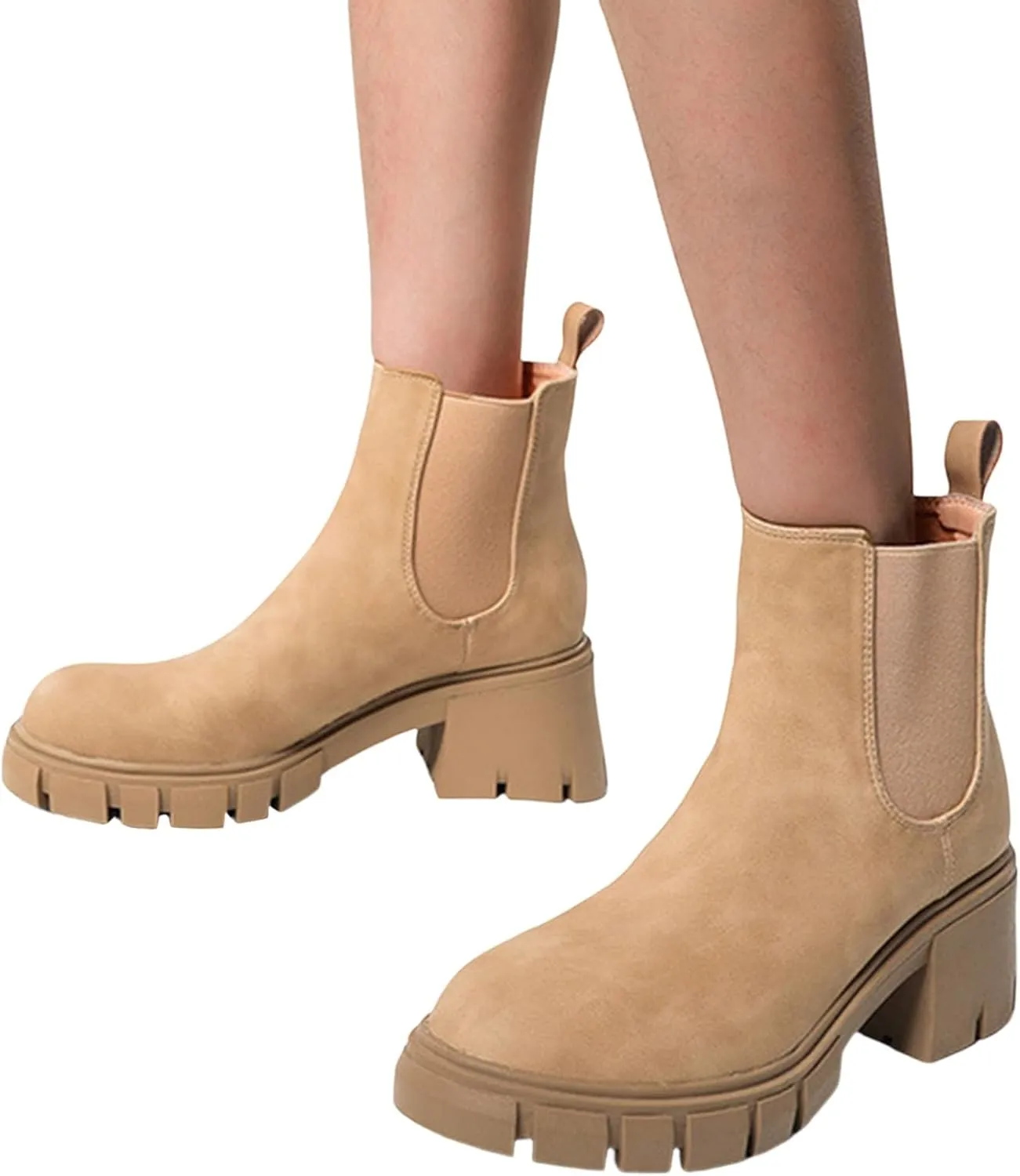 Boots for Girls Girls Ankle Boots Kids Comfortable Slip On Chelsea Booties Small Booties with Round Toes and Thick Heels