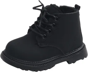 Boots for Girls, Girls Autumn Fashion Work Boots Leather Lace-Up British Boots Fashion Soft Flat Ankle Snow Boots