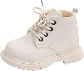 Boots for Girls, Girls Autumn Fashion Work Boots Leather Lace-Up British Boots Fashion Soft Flat Ankle Snow Boots