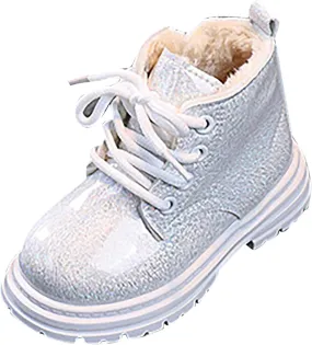 Boots for Girls Kids Girl Boots Bright Color Side Zipper Cute Ankle Kids Boots Snow Boots and Cashmere Warm Cotton Shoes